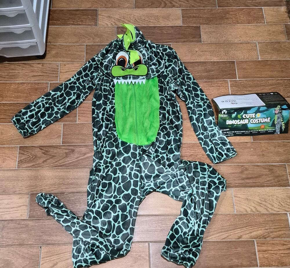 Halloween Costume Dinosaur Dragon Dress Outfit Animal Hooded Onesie Green 9-10